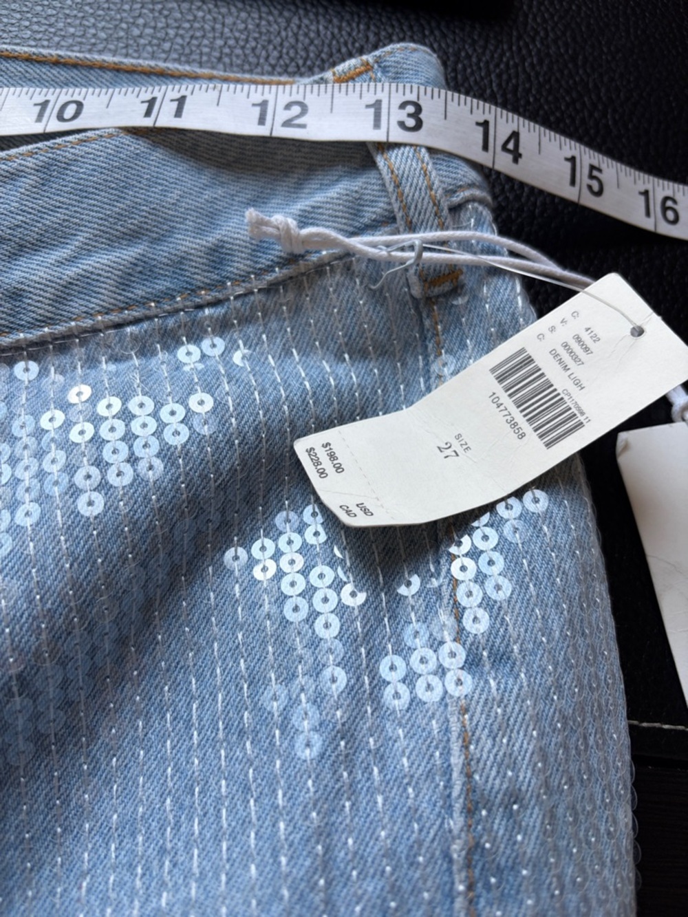 Anthropologie Pilcro Sequin Skater High Rise Wide Leg Jeans Sparkle Sz 27 NEW - Picture 14 of 15